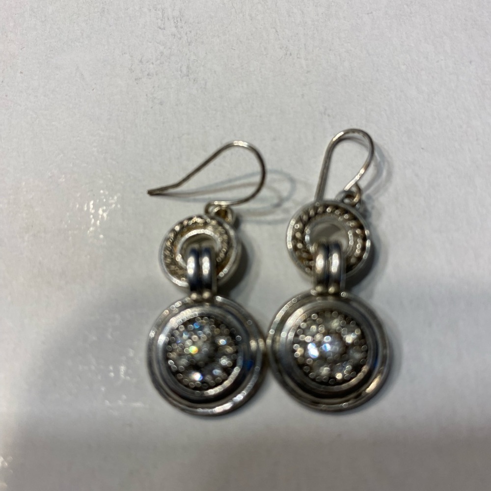 Silver Earrings, Silver Drop Earrings, Crystal Earrings,